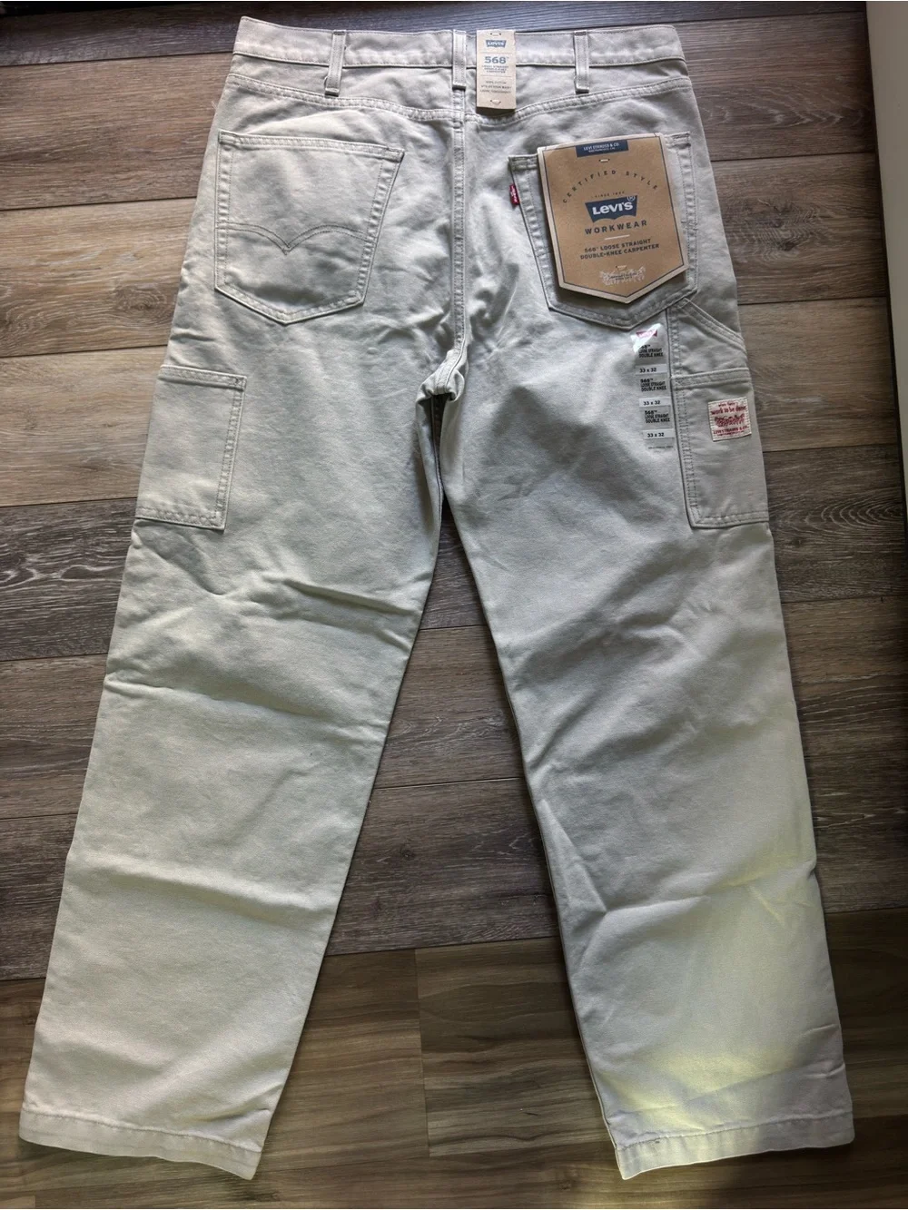 Levi's 568 Loose Carpenter Double Knee Pants Gray Men's  (33x32) NWT